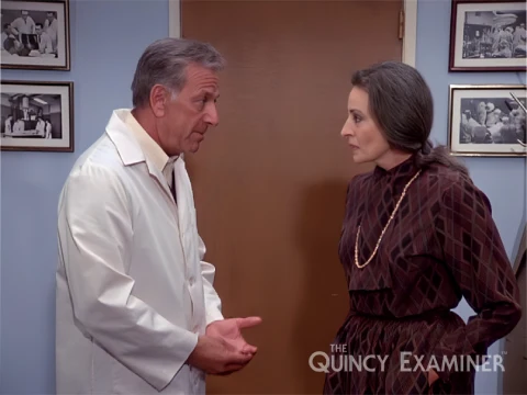 Dr. Quincy confronting Dr. Linderman about her alcoholism