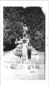 Family photo at Mission San Juan Capistrano (1960), later referenced in her 2013 essay.